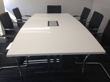 Ecotech 25 Boardtable On Chrome T Bar Base. In MM1 All Polar White Melamine